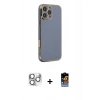 MARSİLYAN™- iPhone 16 Pro Max Kılıf Yankı Serisi - Siyah Buffer Hayalet Cam Ekran Koruyucu + Pers Alüminyum Kamera Lens - GS