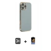 MARSİLYAN™- iPhone 16 Pro Max Kılıf Yankı Serisi - Siyah Buffer Hayalet Cam Ekran Koruyucu + PVD Metal Kamera Lens - SH