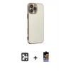 MARSİLYAN™- iPhone 16 Pro Max Kılıf Yankı Serisi - Siyah Buffer Hayalet Cam Ekran Koruyucu + PVD Metal Kamera Lens - GS