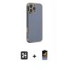 MARSİLYAN™- iPhone 16 Pro Max Kılıf Yankı Serisi - Siyah Buffer Hayalet Cam Ekran Koruyucu + PVD Metal Kamera Lens - SH