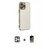 MARSİLYAN™- iPhone 16 Pro Max Kılıf Yankı Serisi - Siyah Buffer Hayalet Cam Ekran Koruyucu + PVD Metal Kamera Lens - GD