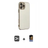 MARSİLYAN™- iPhone 16 Pro Max Kılıf Yankı Serisi - Siyah Buffer Hayalet Cam Ekran Koruyucu + PVD Metal Kamera Lens - SH