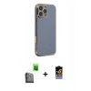 MARSİLYAN™- iPhone 16 Pro Max Kılıf Yankı Serisi - Siyah Buffer Hayalet Cam Ekran Koruyucu + Raze Metal Kamera Lens - SH