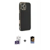 MARSİLYAN™- iPhone 16 Pro Max Kılıf Yankı Serisi - Siyah Buffer Hayalet Cam Ekran Koruyucu + Bilvis Titan Kamera Lens - TMGI