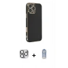 MARSİLYAN™- iPhone 16 Pro Max Kılıf Yankı Serisi - Siyah Joko Magic 5D Cam + Pers Alüminyum Kamera Lens - GI