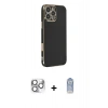 MARSİLYAN™- iPhone 16 Pro Max Kılıf Yankı Serisi - Siyah Joko Magic 5D Cam + Pers Alüminyum Kamera Lens - GS