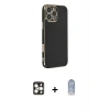 MARSİLYAN™- iPhone 16 Pro Max Kılıf Yankı Serisi - Siyah Joko Magic 5D Cam + PVD Metal Kamera Lens - GD