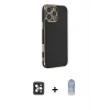 MARSİLYAN™- iPhone 16 Pro Max Kılıf Yankı Serisi - Siyah Joko Magic 5D Cam + PVD Metal Kamera Lens - SH
