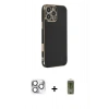 MARSİLYAN™- iPhone 16 Pro Max Kılıf Yankı Serisi - Siyah Joko Magic 5D Hayalet Cam + Gümüş Pers Alüminyum Kamera Lens