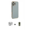 MARSİLYAN™- iPhone 16 Pro Max Kılıf Yankı Serisi - Siyah Joko Magic 5D Hayalet Cam + Gümüş Pers Alüminyum Kamera Lens