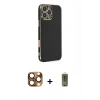 MARSİLYAN™- iPhone 16 Pro Max Kılıf Yankı Serisi - Siyah Joko Magic 5D Hayalet Cam + Pers Alüminyum Kamera Lens - CLTM