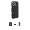 MARSİLYAN™- iPhone 16 Pro Max Kılıf Yankı Serisi - Siyah Joko Magic 5D Hayalet Cam + PVD Metal Kamera Lens - SH