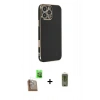 MARSİLYAN™- iPhone 16 Pro Max Kılıf Yankı Serisi - Siyah Joko Magic 5D Hayalet Cam + Raze Metal Kamera Lens - CLTM