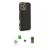 MARSİLYAN™- iPhone 16 Pro Max Kılıf Yankı Serisi - Siyah Joko Magic 5D Hayalet Cam + Raze Metal Kamera Lens - BZ
