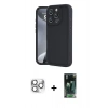 MARSİLYAN™- iPhone 16 Pro Max Kılıf Yankı Yansıma Özel Seri - Siyah 360 Mat Full Body Arka Koruyucu + Pers Alüminyum Kamera Lens - GS