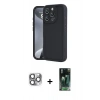 MARSİLYAN™- iPhone 16 Pro Max Kılıf Yankı Yansıma Özel Seri - Siyah 360 Mat Full Body Arka Koruyucu + Pers Alüminyum Kamera Lens - GI