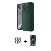 MARSİLYAN™- iPhone 16 Pro Max Kılıf Yankı Yansıma Özel Seri - Siyah 360 Mat Full Body Arka Koruyucu + Pers Alüminyum Kamera Lens - GI