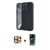 MARSİLYAN™- iPhone 16 Pro Max Kılıf Yankı Yansıma Özel Seri - Siyah 360 Mat Full Body Arka Koruyucu + Pers Alüminyum Kamera Lens - CLTM