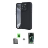 MARSİLYAN™- iPhone 16 Pro Max Kılıf Yankı Yansıma Özel Seri - Siyah 360 Mat Full Body Arka Koruyucu + Raze Metal Kamera Lens - SH
