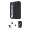 MARSİLYAN™- iPhone 16 Pro Max Kılıf Yankı Yansıma Özel Seri - Siyah 360 Mat Full Body Arka Koruyucu + Raze Metal Kamera Lens - NLGY
