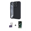 MARSİLYAN™- iPhone 16 Pro Max Kılıf Yankı Yansıma Özel Seri - Siyah 360 Mat Full Body Arka Koruyucu + Bilvis Titan Kamera Lens - TMGI