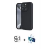 MARSİLYAN™- iPhone 16 Pro Max Kılıf Yankı Yansıma Özel Seri - Siyah 3D Antistatik Cam Ekran Koruyucu + Pers Alüminyum Kamera Lens - GS