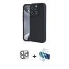 MARSİLYAN™- iPhone 16 Pro Max Kılıf Yankı Yansıma Özel Seri - Siyah 3D Antistatik Cam Ekran Koruyucu + Pers Alüminyum Kamera Lens - GI