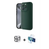 MARSİLYAN™- iPhone 16 Pro Max Kılıf Yankı Yansıma Özel Seri - Siyah 3D Antistatik Cam Ekran Koruyucu + Pers Alüminyum Kamera Lens - GI