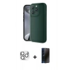 MARSİLYAN™- iPhone 16 Pro Max Kılıf Yankı Yansıma Özel Seri - Siyah 3D Antistatik Hayalet Cam Ekran Koruyucu + Pers Alüminyum Kamera Lens - GS