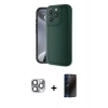 MARSİLYAN™- iPhone 16 Pro Max Kılıf Yankı Yansıma Özel Seri - Siyah 3D Antistatik Hayalet Cam Ekran Koruyucu + Pers Alüminyum Kamera Lens - GI