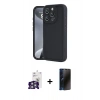 MARSİLYAN™- iPhone 16 Pro Max Kılıf Yankı Yansıma Özel Seri - Siyah 3D Antistatik Hayalet Cam Ekran Koruyucu + Bilvis Titan Kamera Lens - GS