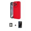 MARSİLYAN™- iPhone 16 Pro Max Kılıf Yankı Yansıma Özel Seri - Siyah 3D Antistatik Hayalet Cam Ekran Koruyucu + PVD Metal Kamera Lens - GD