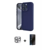 MARSİLYAN™- iPhone 16 Pro Max Kılıf Yankı Yansıma Özel Seri - Siyah 3D Antistatik Hayalet Cam Ekran Koruyucu + Pers Alüminyum Kamera Lens - GI