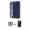 MARSİLYAN™- iPhone 16 Pro Max Kılıf Yankı Yansıma Özel Seri - Siyah 3D Antistatik Hayalet Cam Ekran Koruyucu + Pers Alüminyum Kamera Lens - CLTM