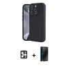 MARSİLYAN™- iPhone 16 Pro Max Kılıf Yankı Yansıma Özel Seri - Siyah 3D Antistatik Hayalet Cam Ekran Koruyucu + PVD Metal Kamera Lens - GD