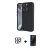 MARSİLYAN™- iPhone 16 Pro Max Kılıf Yankı Yansıma Özel Seri - Siyah 3D Antistatik Hayalet Cam Ekran Koruyucu + Pers Alüminyum Kamera Lens - GI