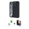 MARSİLYAN™- iPhone 16 Pro Max Kılıf Yankı Yansıma Özel Seri - Siyah 3D Antistatik Mat Seramik Nano Ekran Koruyucu + Beyaz Raze Metal Kamera Lens