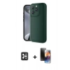 MARSİLYAN™- iPhone 16 Pro Max Kılıf Yankı Yansıma Özel Seri - Siyah 3D Antistatik Mat Seramik Nano Ekran Koruyucu + PVD Metal Kamera Lens - SH