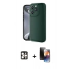 MARSİLYAN™- iPhone 16 Pro Max Kılıf Yankı Yansıma Özel Seri - Siyah 3D Antistatik Mat Seramik Nano Ekran Koruyucu + Gold PVD Metal Kamera Lens