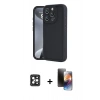 MARSİLYAN™- iPhone 16 Pro Max Kılıf Yankı Yansıma Özel Seri - Siyah 3D Antistatik Mat Seramik Nano Ekran Koruyucu + PVD Metal Kamera Lens - SH