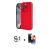 MARSİLYAN™- iPhone 16 Pro Max Kılıf Yankı Yansıma Özel Seri - Siyah 3D Antistatik Mat Seramik Nano Ekran Koruyucu + Pers Alüminyum Kamera Lens - GS