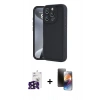 MARSİLYAN™- iPhone 16 Pro Max Kılıf Yankı Yansıma Özel Seri - Siyah 3D Antistatik Mat Seramik Nano Ekran Koruyucu + Bilvis Titan Kamera Lens - SH