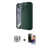 MARSİLYAN™- iPhone 16 Pro Max Kılıf Yankı Yansıma Özel Seri - Siyah 3D Antistatik Mat Seramik Nano Ekran Koruyucu + Pers Alüminyum Kamera Lens - GI