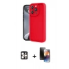 MARSİLYAN™- iPhone 16 Pro Max Kılıf Yankı Yansıma Özel Seri - Siyah 3D Antistatik Mat Seramik Nano Ekran Koruyucu + Gold PVD Metal Kamera Lens
