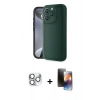 MARSİLYAN™- iPhone 16 Pro Max Kılıf Yankı Yansıma Özel Seri - Siyah 3D Antistatik Mat Seramik Nano Ekran Koruyucu + Pers Alüminyum Kamera Lens - GS