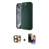 MARSİLYAN™- iPhone 16 Pro Max Kılıf Yankı Yansıma Özel Seri - Siyah 3D Antistatik Mat Seramik Nano Ekran Koruyucu + Pers Alüminyum Kamera Lens - CLTM