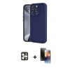 MARSİLYAN™- iPhone 16 Pro Max Kılıf Yankı Yansıma Özel Seri - Siyah 3D Antistatik Mat Seramik Nano Ekran Koruyucu + Gold PVD Metal Kamera Lens