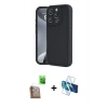 MARSİLYAN™- iPhone 16 Pro Max Kılıf Yankı Yansıma Özel Seri - Siyah 3D Antistatik Seramik Nano Ekran Koruyucu + Raze Metal Kamera Lens - CLTM