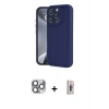 MARSİLYAN™- iPhone 16 Pro Max Kılıf Yankı Yansıma Özel Seri - Siyah Bilvis 3D Cam Ekran Koruyucu + Gri Pers Alüminyum Kamera Lens