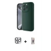 MARSİLYAN™- iPhone 16 Pro Max Kılıf Yankı Yansıma Özel Seri - Siyah Bilvis 3D Cam Ekran Koruyucu + Gri Pers Alüminyum Kamera Lens